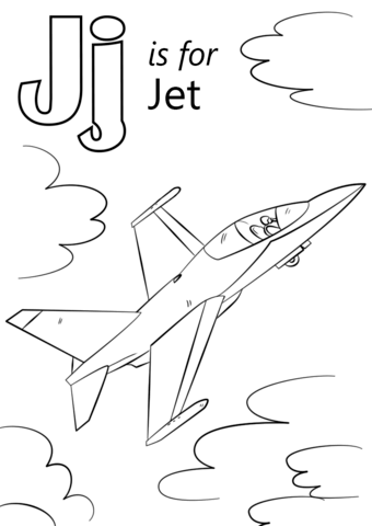 Letter J is for Jet Coloring Page