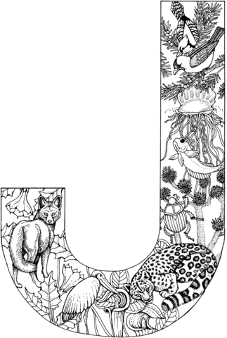 Letter J with Animals Coloring Pages