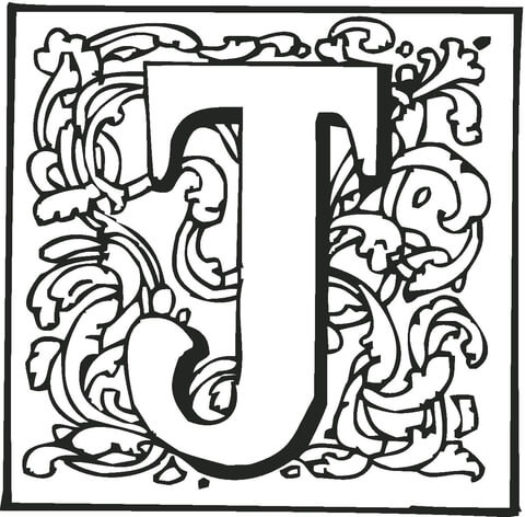 Letter J with Ornament Coloring Page