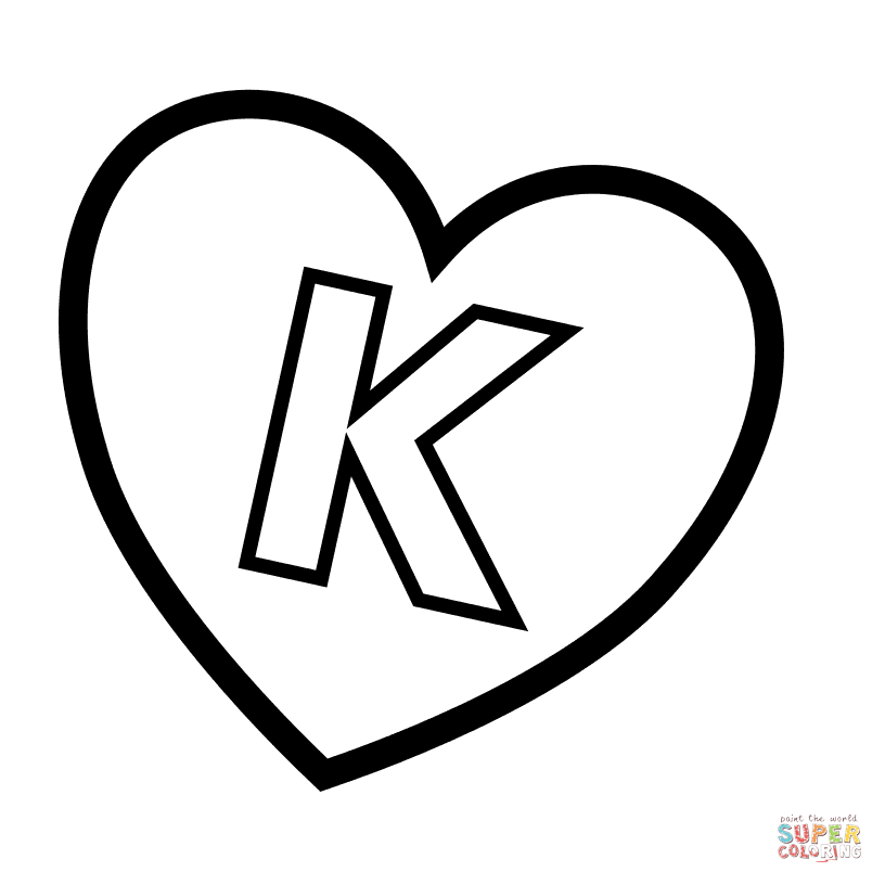 Lettre K en coeur de la lettre K