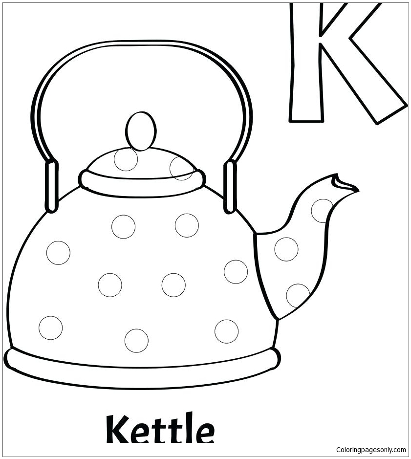 Раскраска Буква K для чайника