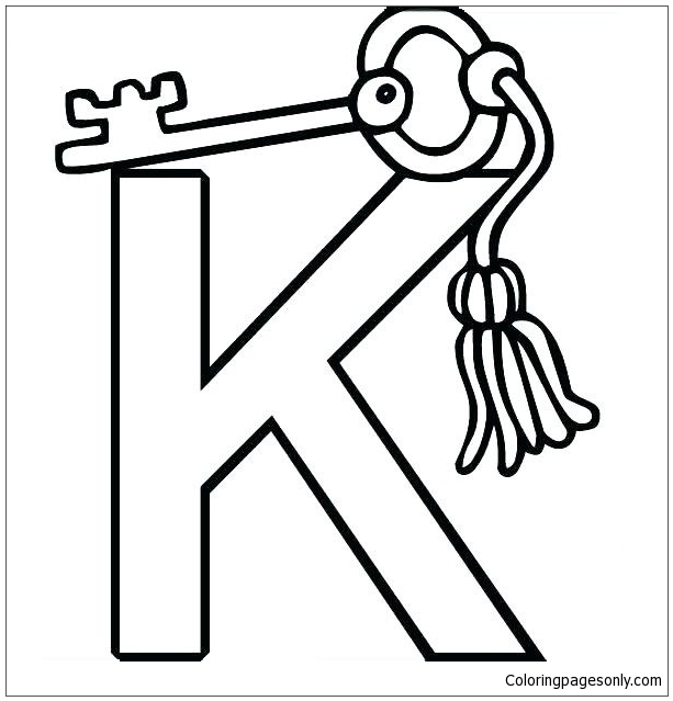 字母 K 代表字母 K 中的钥匙