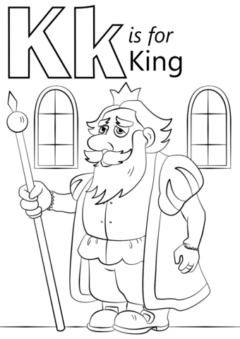 Letter K is for King Coloring Pages