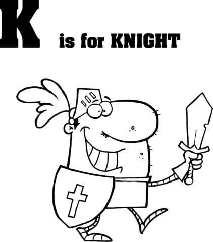 Letter K is for Knight Coloring Pages