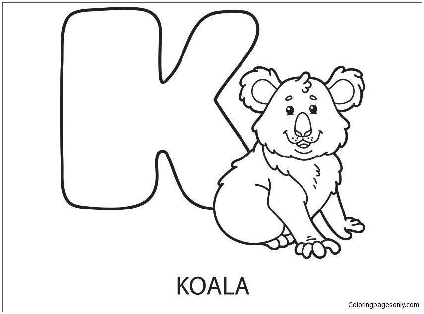 Letter K is for Koala Coloring Page