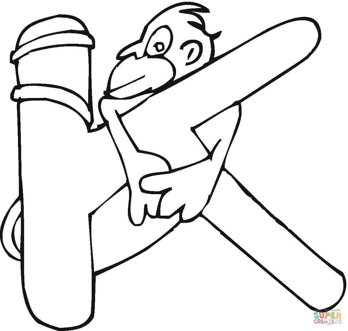 Letter K with Monkey Coloring Pages