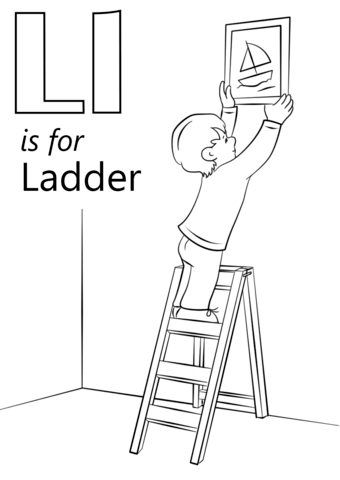 Letter L is for Ladder Coloring Page