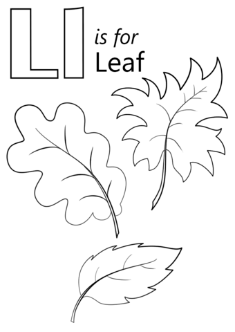 Letter L is for Leaf Coloring Pages