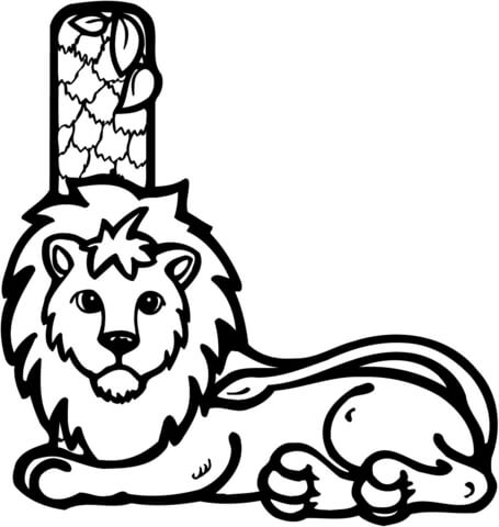 Letter L is for Lion Coloring Page