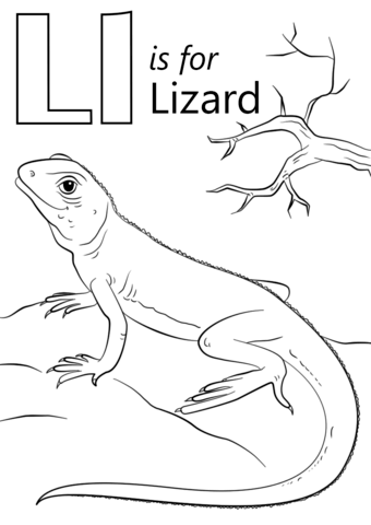 Letter L is for Lizard Coloring Page