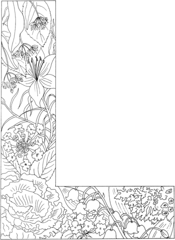Dibujo de Letra L con Plantas para Colorear