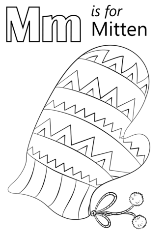 Letter M is for Mitten Coloring Pages