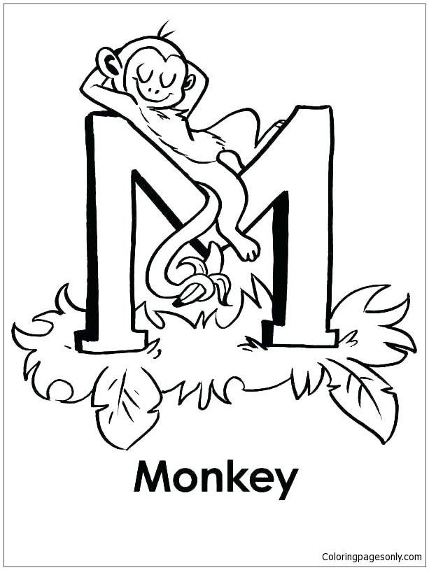 Letter M Is For Monkey Coloring Pages