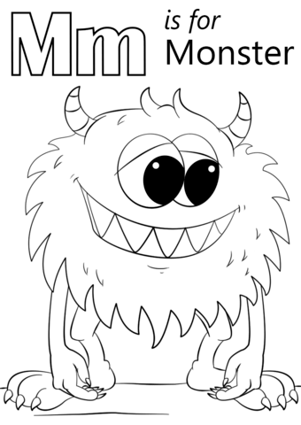 Letter M is for Monster Coloring Page