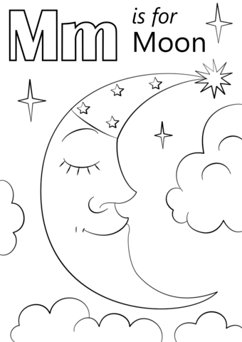 Letter M Is For Moon Coloring Pages