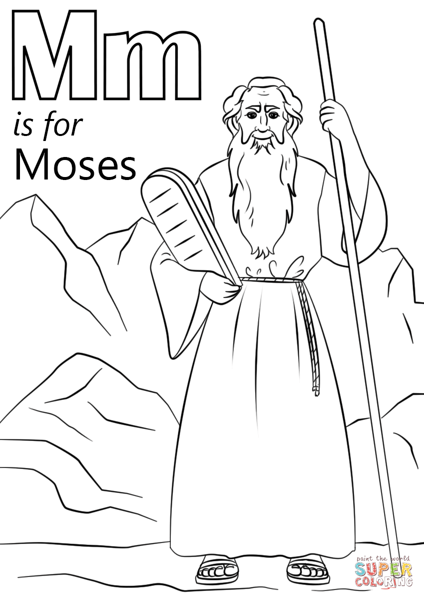 Letter M is for Moses Coloring Page