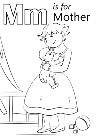 Letter M is for Mother Coloring Page