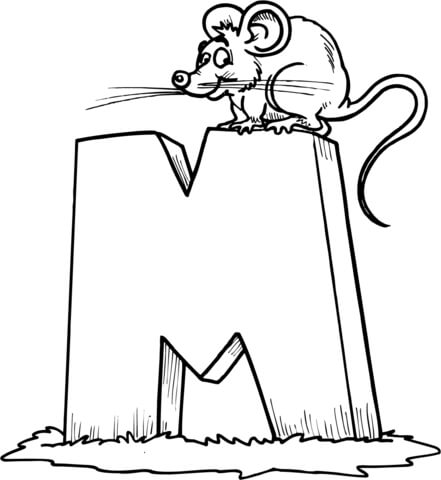 Letter M is for Mouse Coloring Page