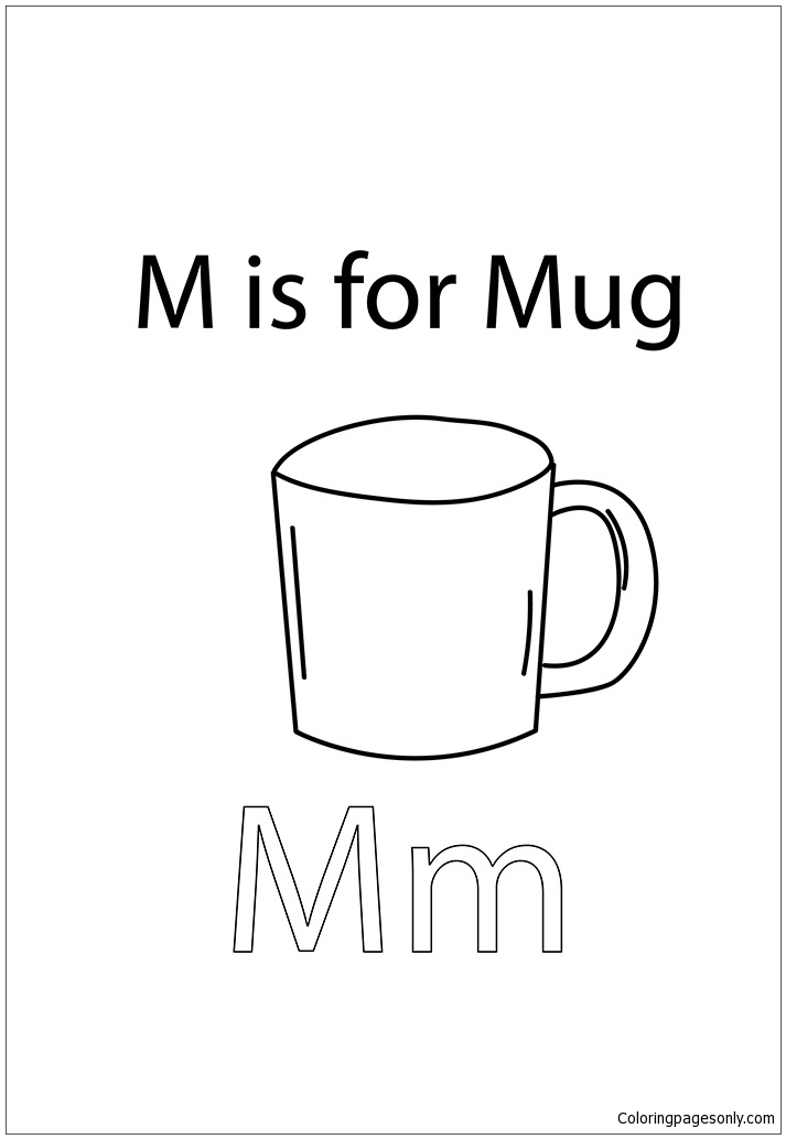 Letter M Is For Mug Coloring Pages