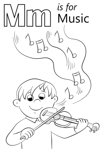 Letter M is for Music Coloring Page
