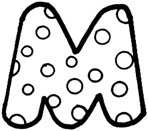Letter M with Polka Dot Coloring Page