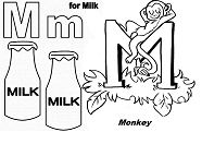 Letter M For Milk Coloring Page