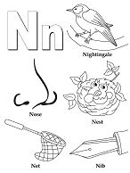 Letter N image free Coloring Page