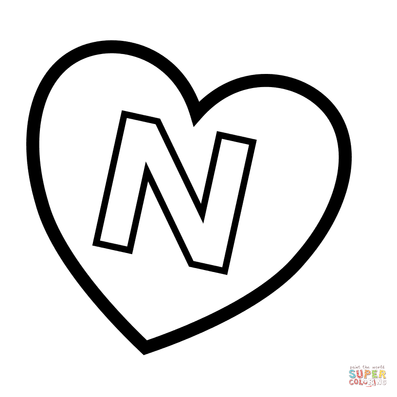 Lettera N nel cuore dalla lettera N
