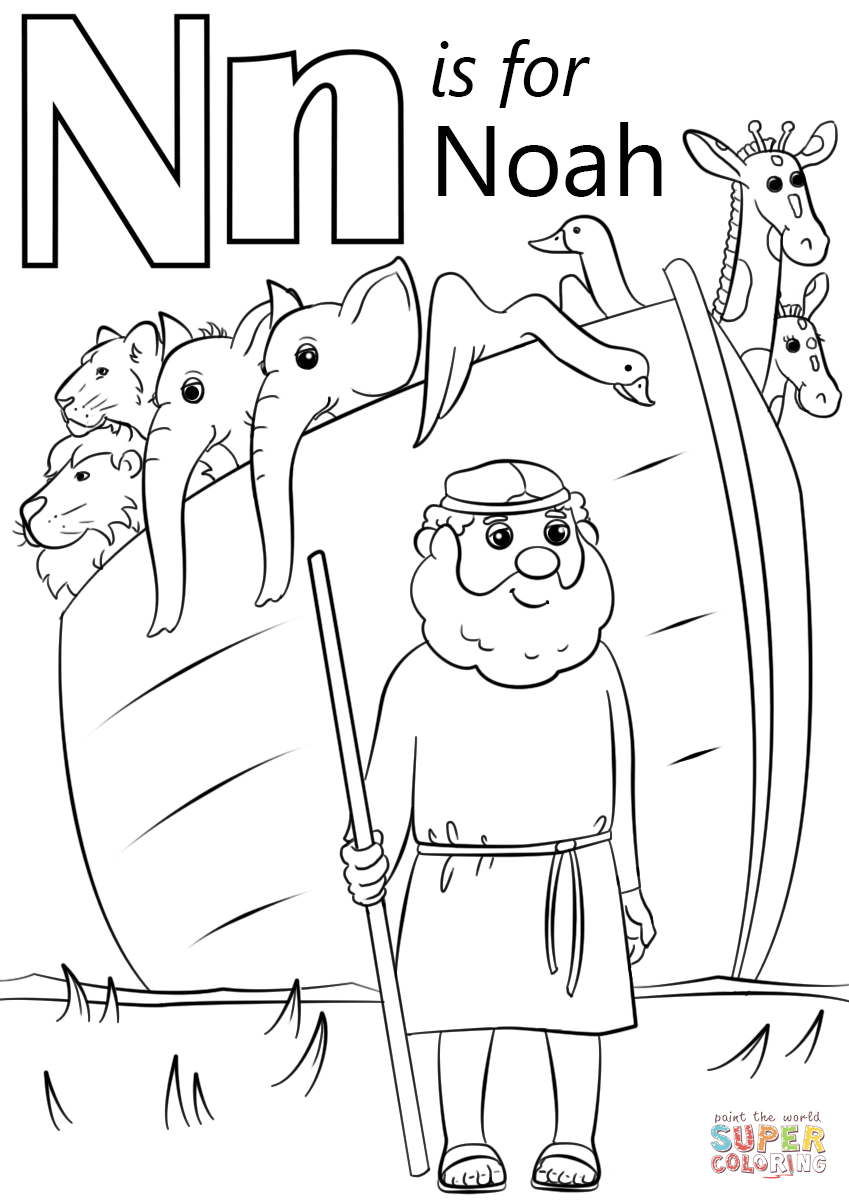 Letter N Is For Noah Coloring Pages