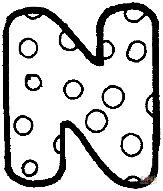 Letter N With Polka Dot Coloring Pages