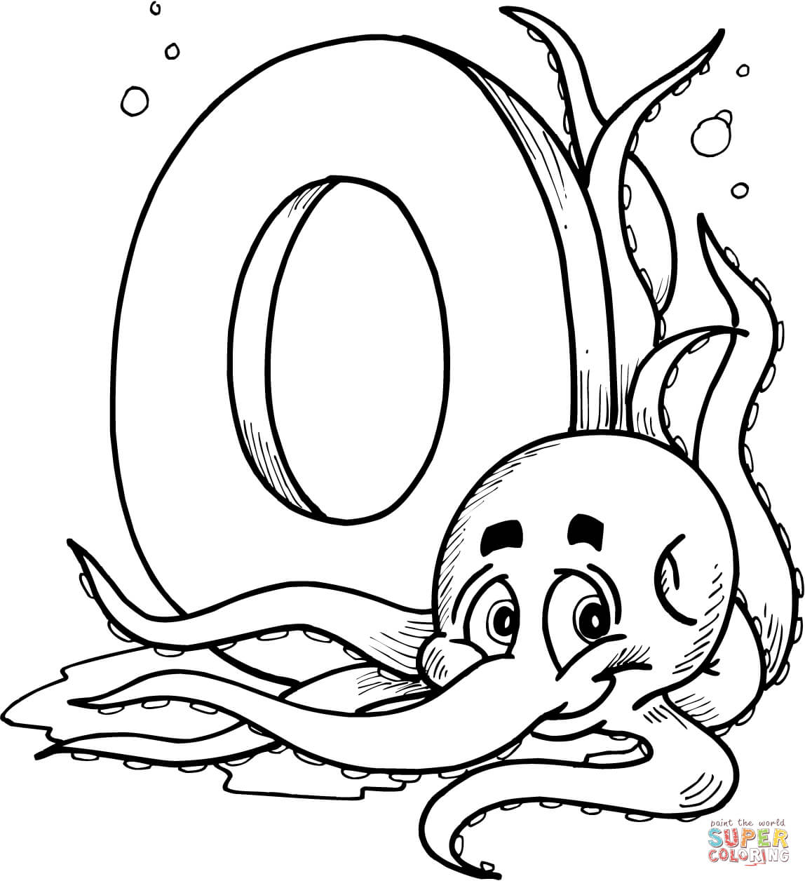 Letter O is for Octopus Coloring Page