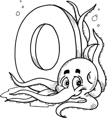 Letter O is for Octopus Coloring Pages