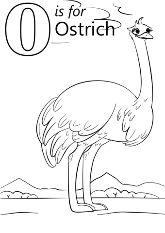 Letter O is for Ostrich Coloring Page