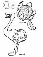 Letter O is for the ostrich and orange Coloring Pages