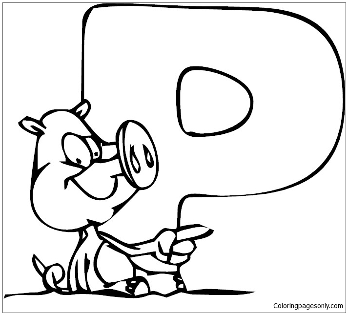 Letter P For Pig Coloring Pages