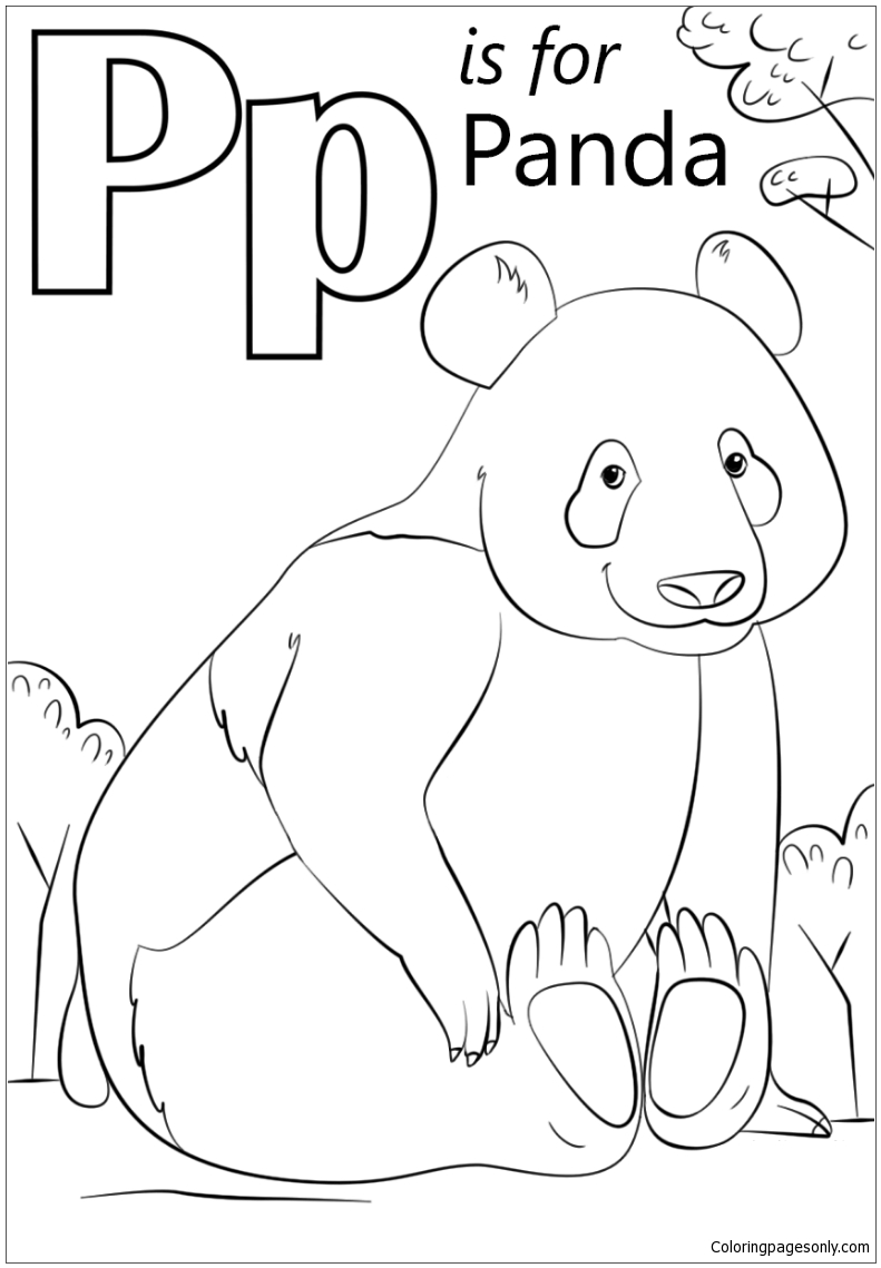 La lettera P è per Panda Coloring Page