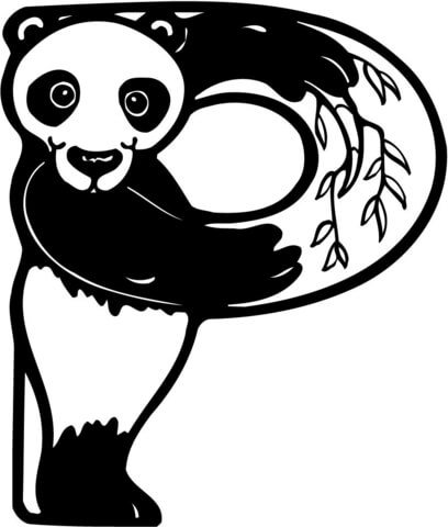 Coloriage Lettre P est pour Panda