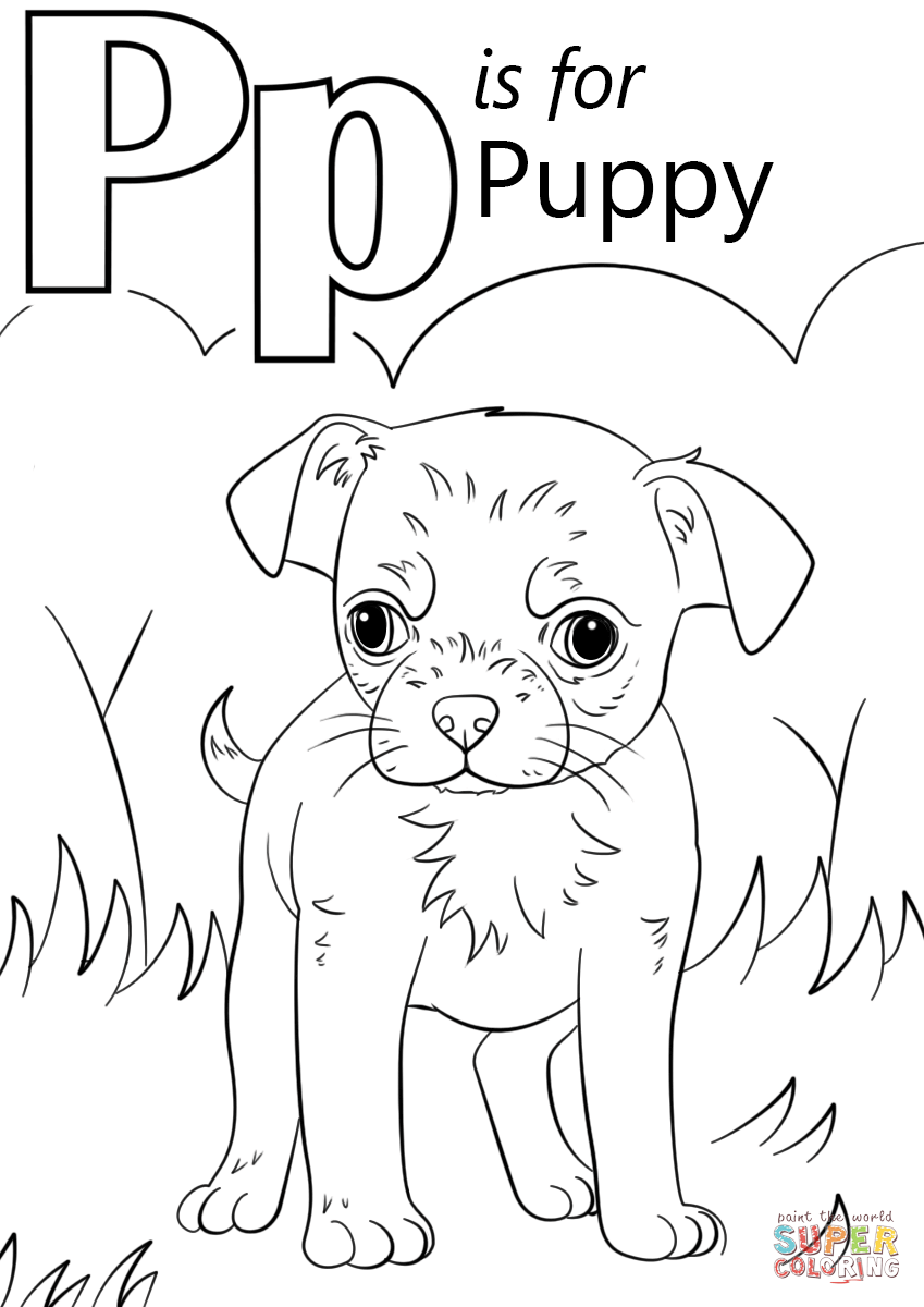 Letter P is for Puppy Coloring Pages