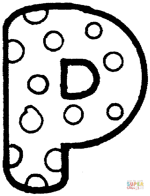 Letter P with Polka Dot Coloring Pages