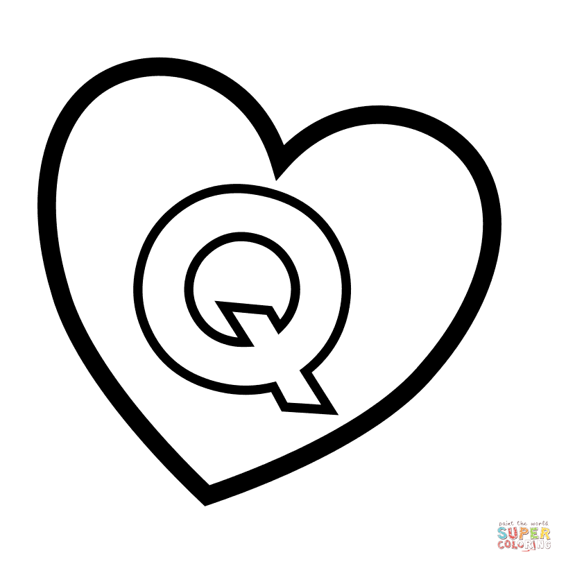 Letter Q in Heart from Letter Q