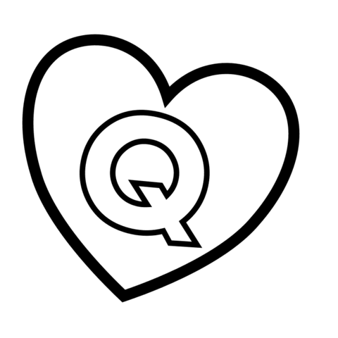 Letter Q in Heart Coloring Pages