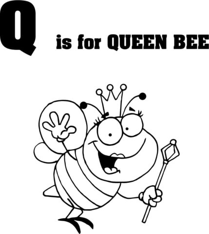 Letter Q is for Queen Bee Coloring Pages