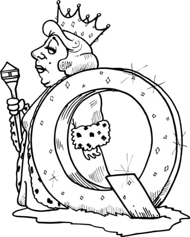 Letter Q is for Queen Coloring Page
