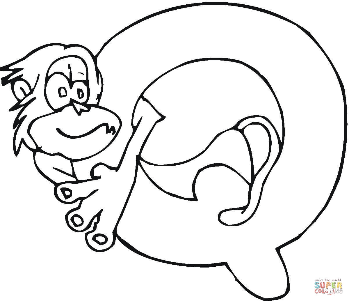 Letter Q with Monkey Coloring Pages