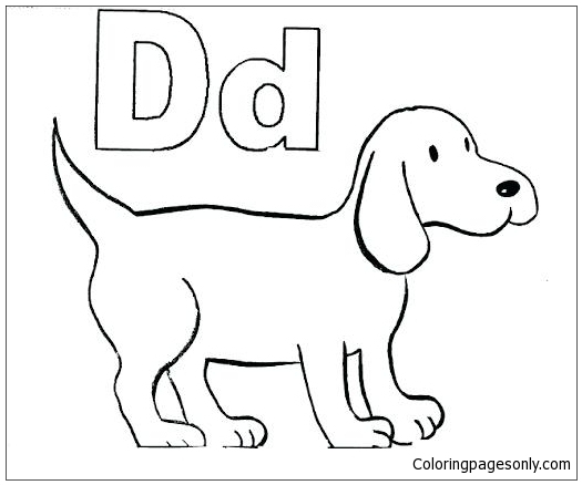 Letter D is voor hond afbeelding 3 kleurplaat