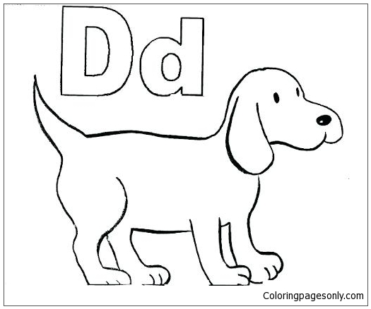 Premium Vector | Dog with collar and playing with bone teaching at you the  letter 'd' with an example d is for dog