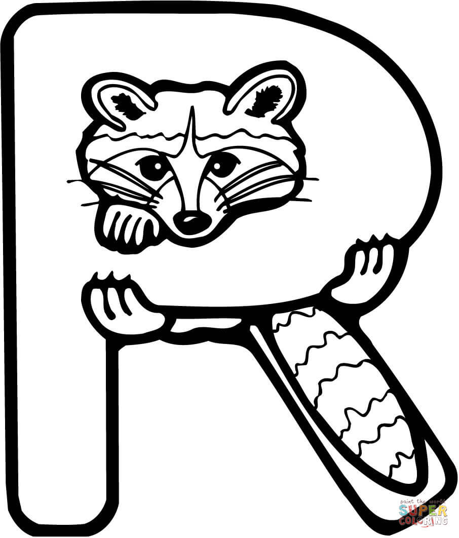Letter R Is For Raccoon Coloring Pages