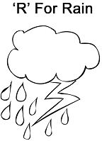 Letter R is for Rain Coloring Pages