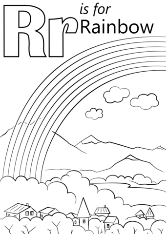 Letter R is for Rainbow Coloring Pages