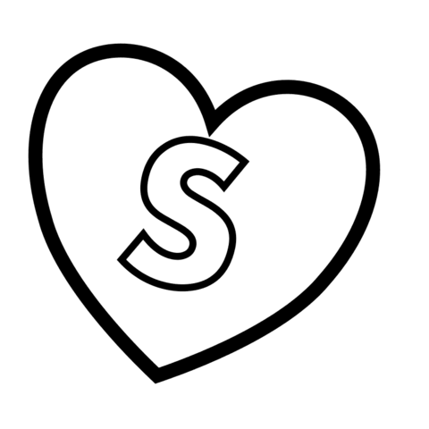 Letter S in Heart Coloring Pages